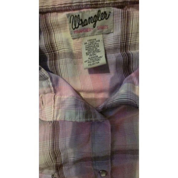 Wrangler‎ Wrancher Plaid Shirt XL Pearl Snap Lace Western Country Rodeo Texas - Picture 3 of 6